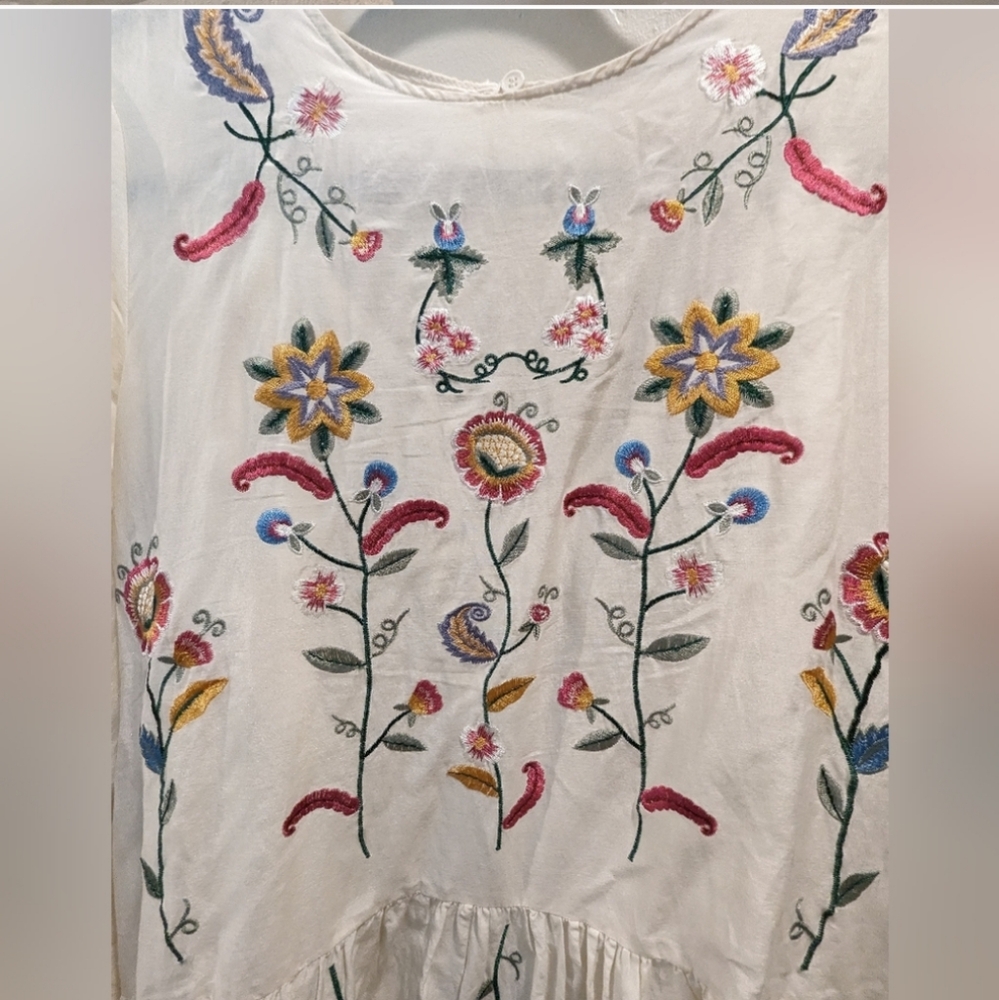 Zara mulberry silk embroidered dress - Picture 7 of 9
